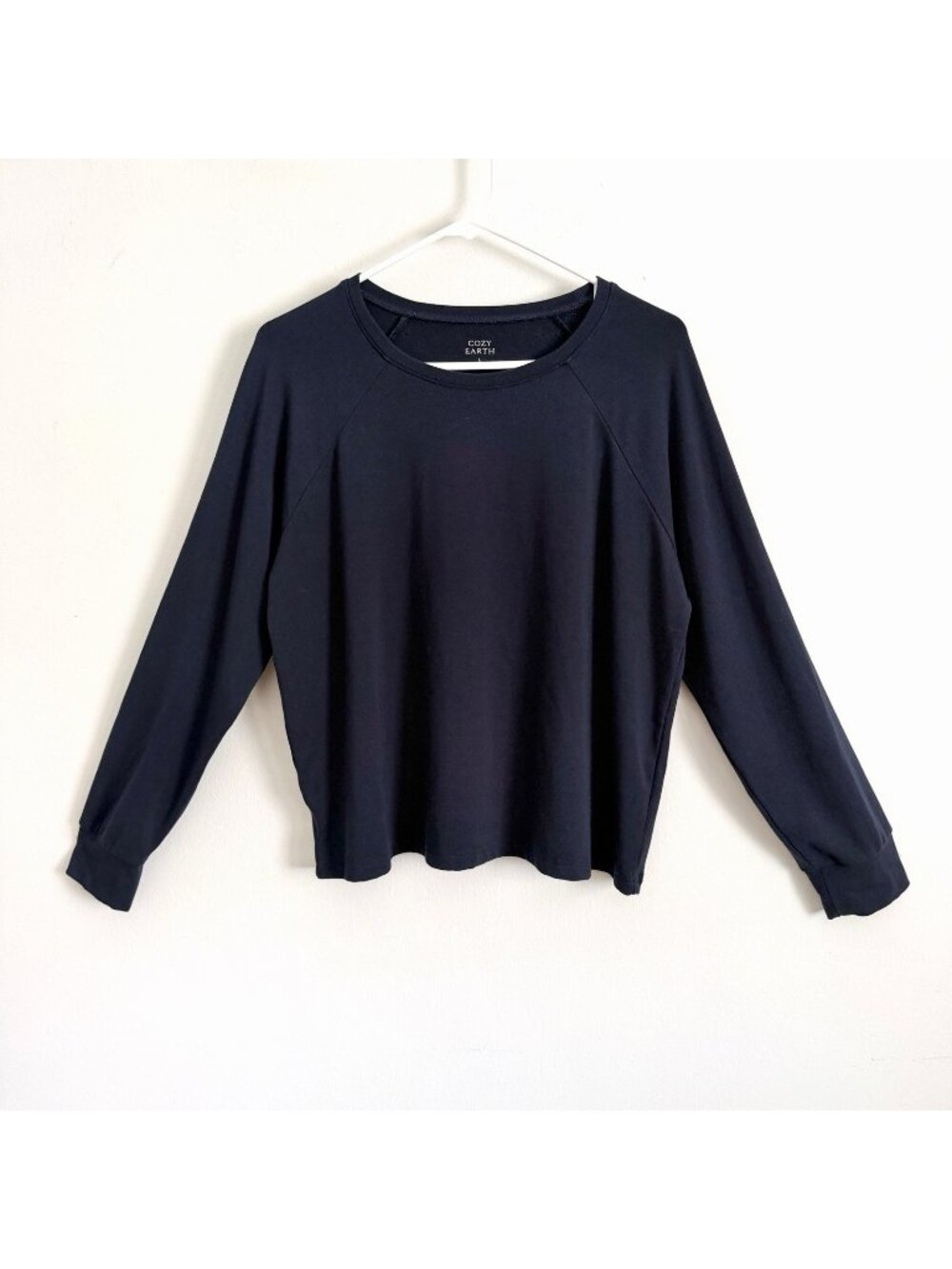 Cozy Earth Navy Blue Pullover Long Sleeve Crew Neck Sweater Women’s Sz Large Top